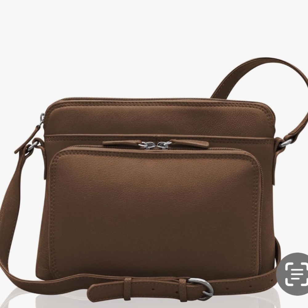 Brown Multi-Compartment Crossbody Bag